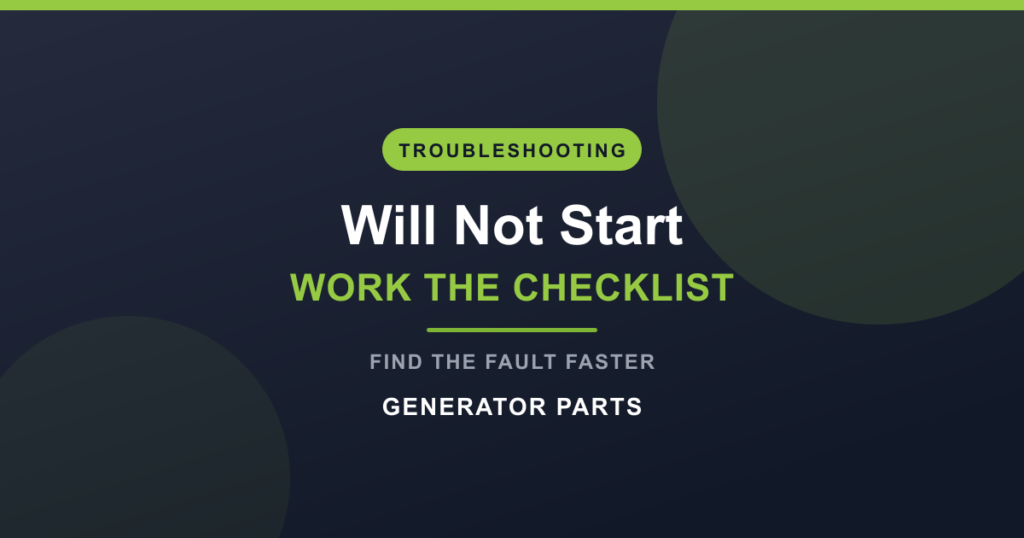 Checklist for diagnosing generator starting faults on a standby diesel generator